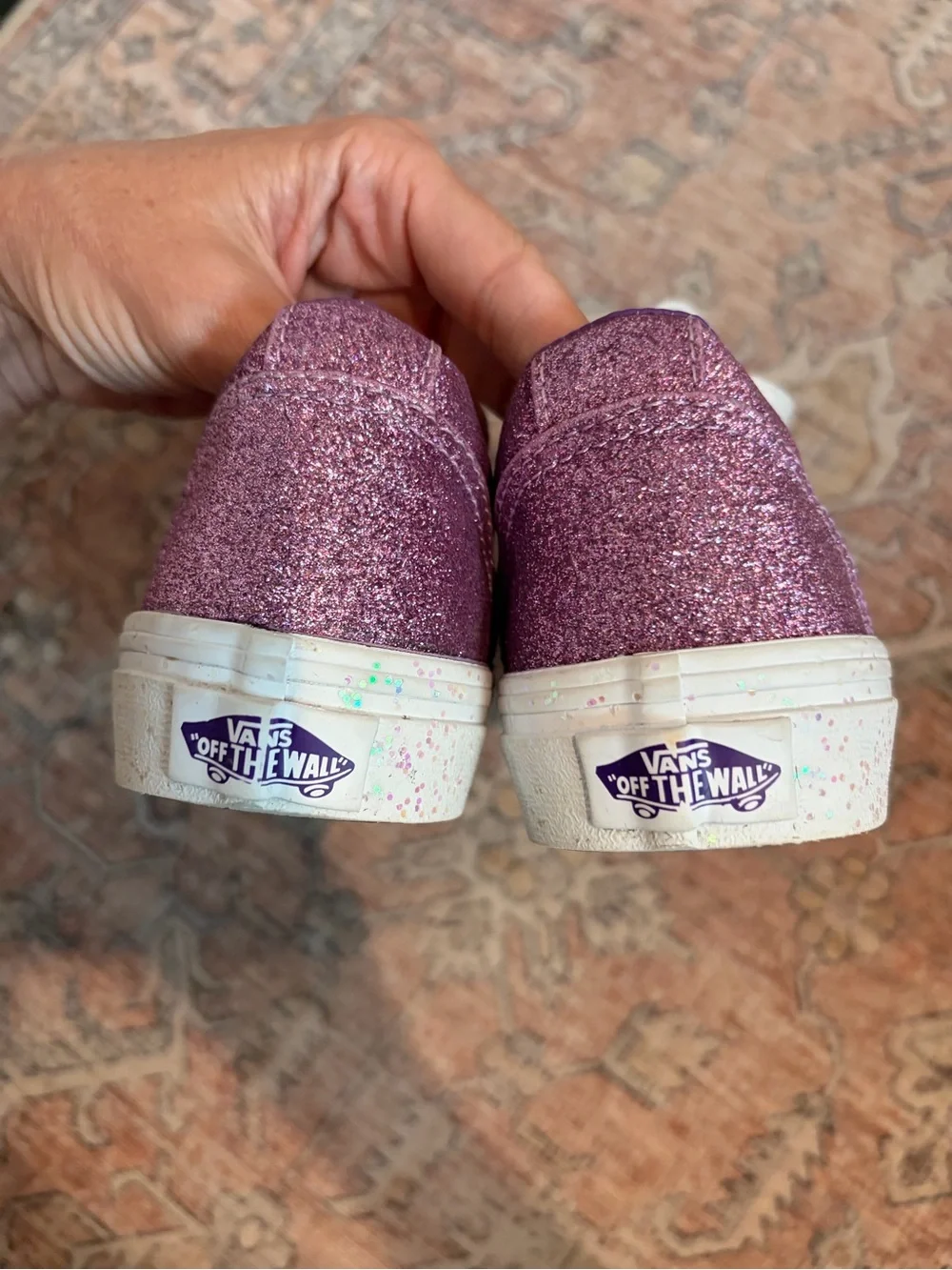 Vans Girls Purple Glitter Lace-Up Sneakers